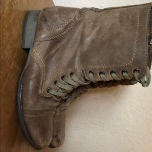 Tan lace-up boots